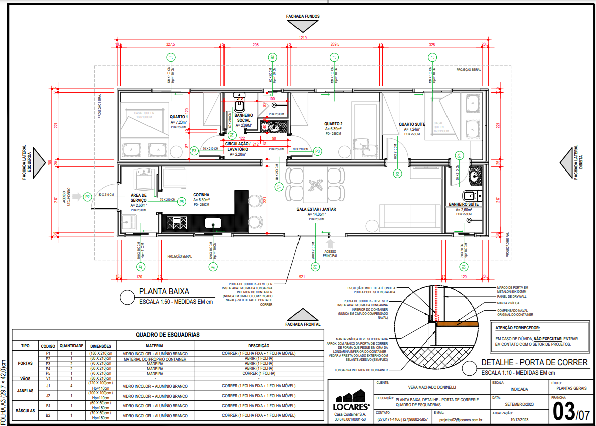 Planta Casa Container de 40 Pés - Projeto Verde com Dois Containers